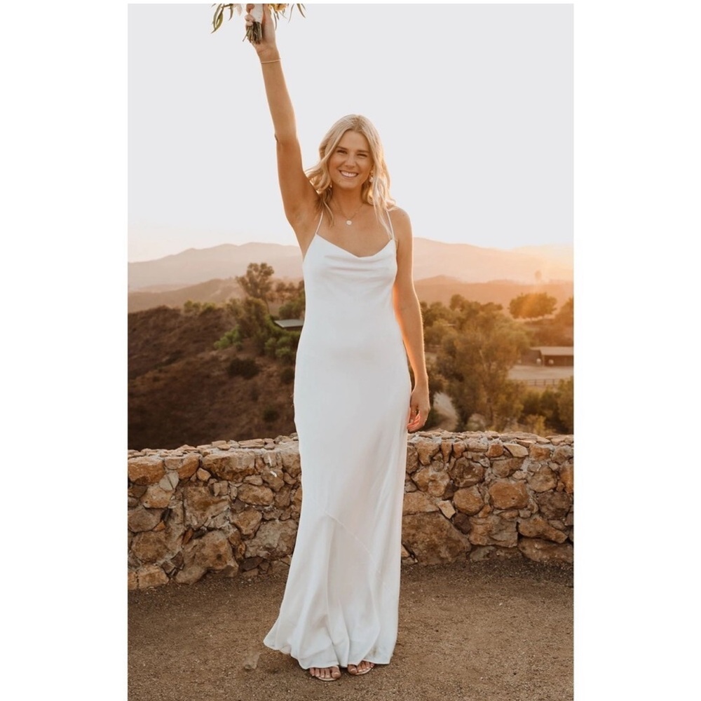 Show Me Your Mumu Tuscany Maxi Slip Ivory Luxe Satin M